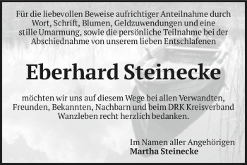 Traueranzeige von Eberhard Steinecke  von Magdeburger Volksstimme