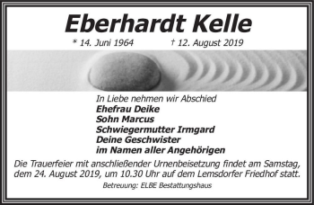 Traueranzeige von Eberhardt Kelle  von Magdeburger Volksstimme