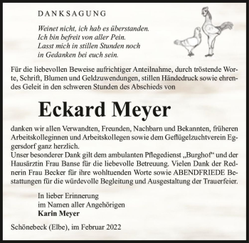 Traueranzeige von Eckard Meyer  von Magdeburger Volksstimme