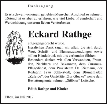 Traueranzeige von Eckard Rathge  von Magdeburger Volksstimme
