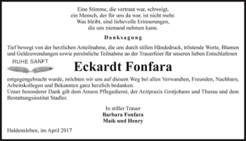 Traueranzeige von Eckardt Fonfara  von Magdeburger Volksstimme