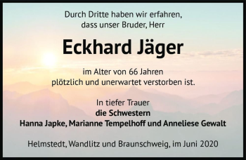 Traueranzeige von Eckardt Jäger  von Magdeburger Volksstimme