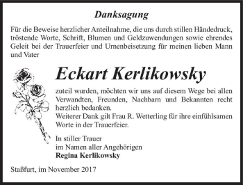 Traueranzeige von Eckart Kerlikowsky  von Magdeburger Volksstimme