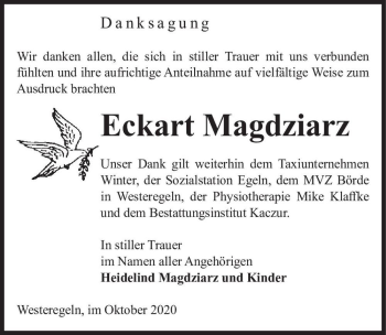 Traueranzeige von Eckart Magdziarz  von Magdeburger Volksstimme