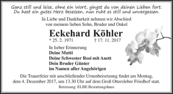 Traueranzeige von Eckehard Köhler  von Magdeburger Volksstimme