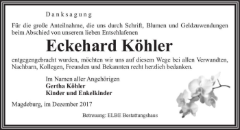 Traueranzeige von Eckehard Köhler  von Magdeburger Volksstimme