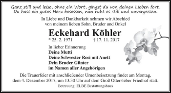 Traueranzeige von Eckehard Köhler  von Magdeburger Volksstimme