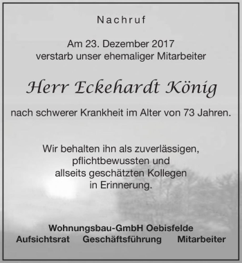 Traueranzeige von Eckehardt König  von Magdeburger Volksstimme