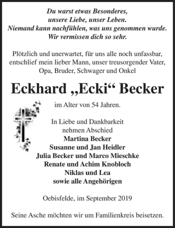 Traueranzeige von Eckhard ,,Ecki