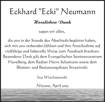 Traueranzeige von Eckhard 