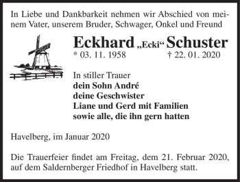 Traueranzeige von Eckhard 