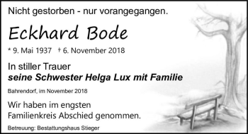 Traueranzeige von Eckhard Bode  von Magdeburger Volksstimme