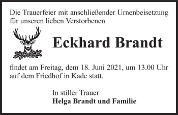 Traueranzeige von Eckhard Brandt  von Magdeburger Volksstimme