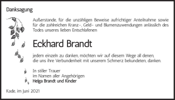 Traueranzeige von Eckhard Brandt  von Magdeburger Volksstimme
