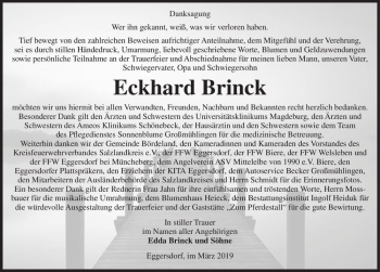 Traueranzeige von Eckhard Brinck  von Magdeburger Volksstimme