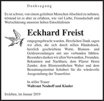 Traueranzeige von Eckhard Freist  von Magdeburger Volksstimme