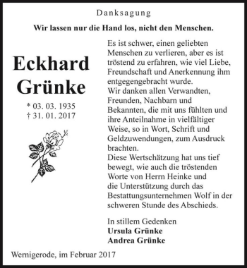 Traueranzeige von Eckhard Grünke  von Magdeburger Volksstimme