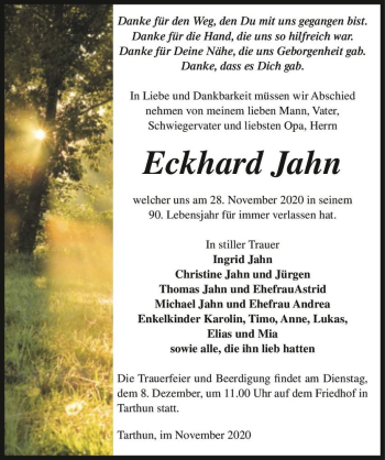 Traueranzeige von Eckhard Jahn  von Magdeburger Volksstimme