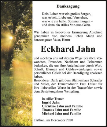 Traueranzeige von Eckhard Jahn  von Magdeburger Volksstimme