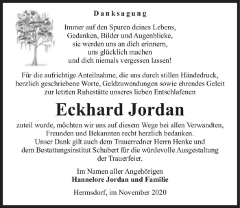 Traueranzeige von Eckhard Jordan  von Magdeburger Volksstimme