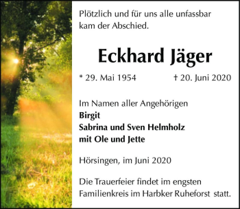 Traueranzeige von Eckhard Jäger  von Magdeburger Volksstimme