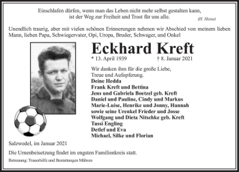 Traueranzeige von Eckhard Kreft  von Magdeburger Volksstimme