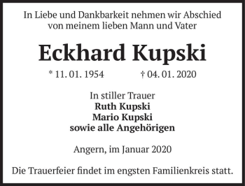 Traueranzeige von Eckhard Kupski  von Magdeburger Volksstimme