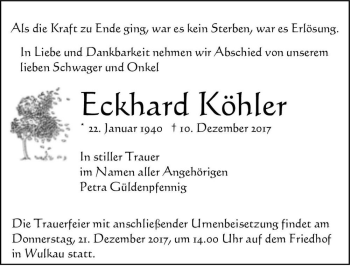 Traueranzeige von Eckhard Köhler  von Magdeburger Volksstimme