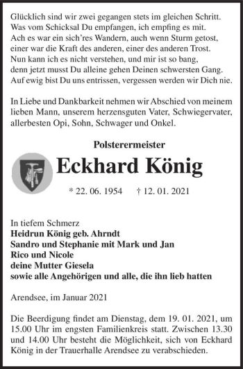 Traueranzeige von Eckhard König  von Magdeburger Volksstimme