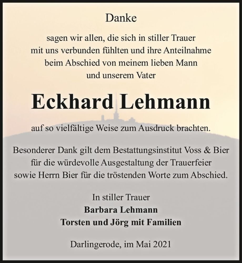  Traueranzeige für Eckhard Lehmann  vom 19.06.2021 aus Magdeburger Volksstimme