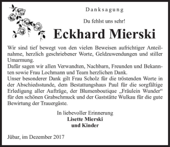Traueranzeige von Eckhard Mierski  von Magdeburger Volksstimme