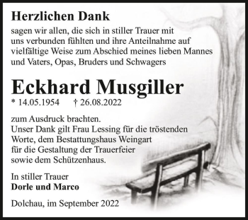 Traueranzeige von Eckhard Musgiller  von Magdeburger Volksstimme