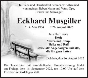 Traueranzeige von Eckhard Musgiller  von Magdeburger Volksstimme