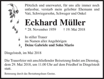 Traueranzeige von Eckhard Müller  von Magdeburger Volksstimme