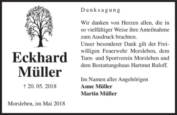 Traueranzeige von Eckhard Müller  von Magdeburger Volksstimme
