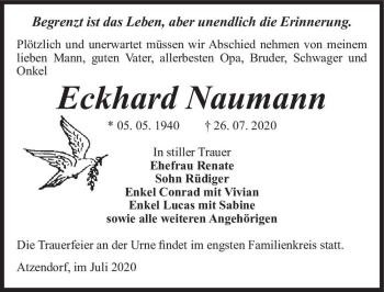 Traueranzeige von Eckhard Naumann  von Magdeburger Volksstimme