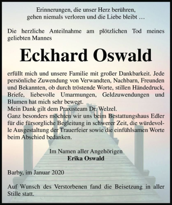 Traueranzeige von Eckhard Oswald  von Magdeburger Volksstimme