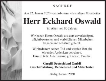 Traueranzeige von Eckhard Oswald  von Magdeburger Volksstimme