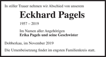 Traueranzeige von Eckhard Pagels  von Magdeburger Volksstimme