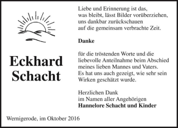 Traueranzeige von Eckhard Schacht  von Magdeburger Volksstimme