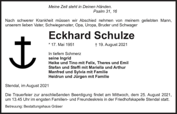 Traueranzeige von Eckhard Schulze  von Magdeburger Volksstimme