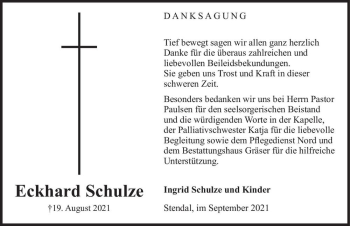 Traueranzeige von Eckhard Schulze  von Magdeburger Volksstimme