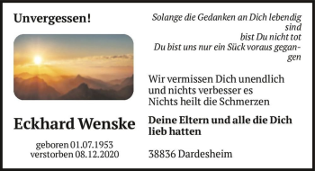Traueranzeige von Eckhard Wenske  von Magdeburger Volksstimme