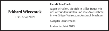 Traueranzeige von Eckhard Wieczorek  von Magdeburger Volksstimme