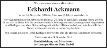 Traueranzeige von Eckhardt Ackmann  von Magdeburger Volksstimme