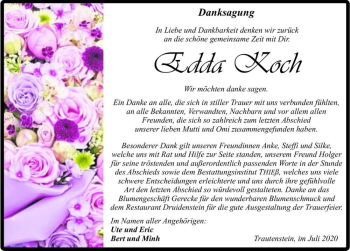 Traueranzeige von Edda Koch  von Magdeburger Volksstimme