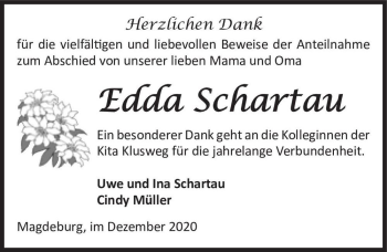 Traueranzeige von Edda Schartau  von Magdeburger Volksstimme