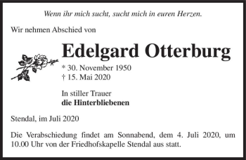 Traueranzeige von Edelgard Otterburg  von Magdeburger Volksstimme