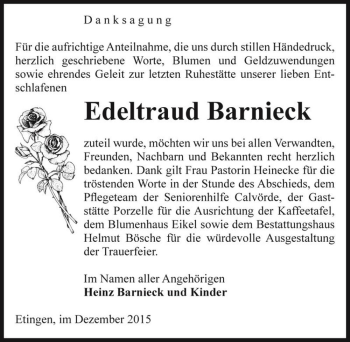 Traueranzeige von Edeltraud Barnieck  von Magdeburger Volksstimme