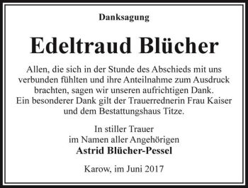 Traueranzeige von Edeltraud Blücher  von Magdeburger Volksstimme